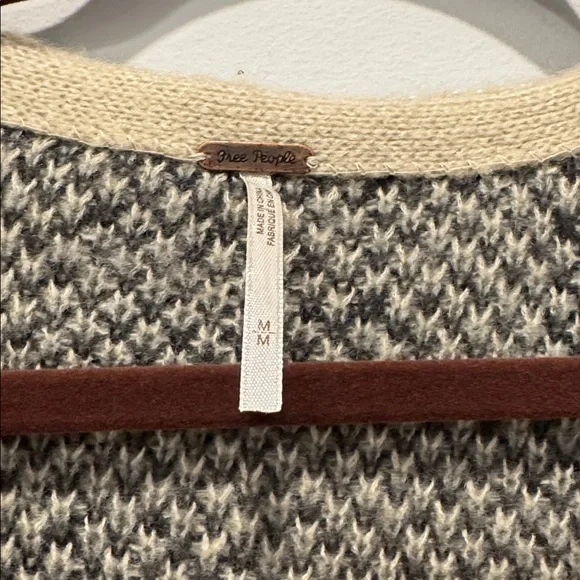 Free People Cream and Gray Leopard-Print Open Cardigan - Picture 2 of 5